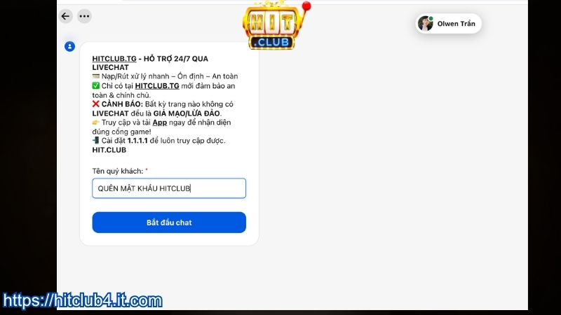 Hướng dẫn lấy lại mật khẩu HITCLUB cực nhanh