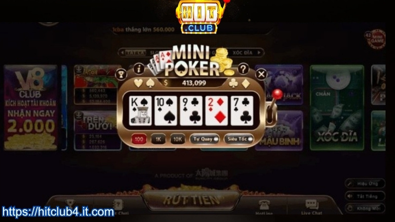 Mini poker HITCLUB được game thủ yêu thích