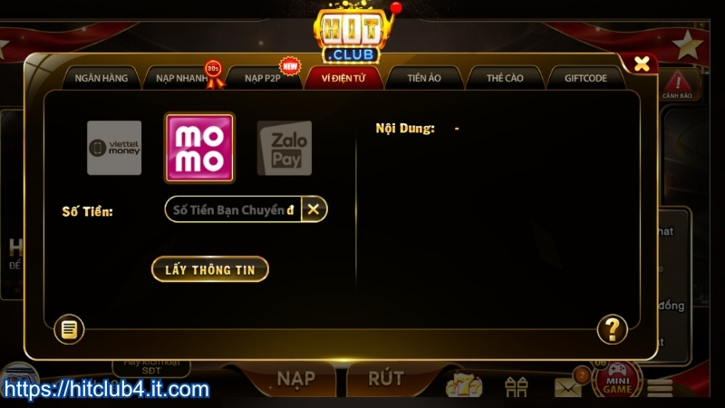 Nạp tiền qua ví điện tử của HITCLUB